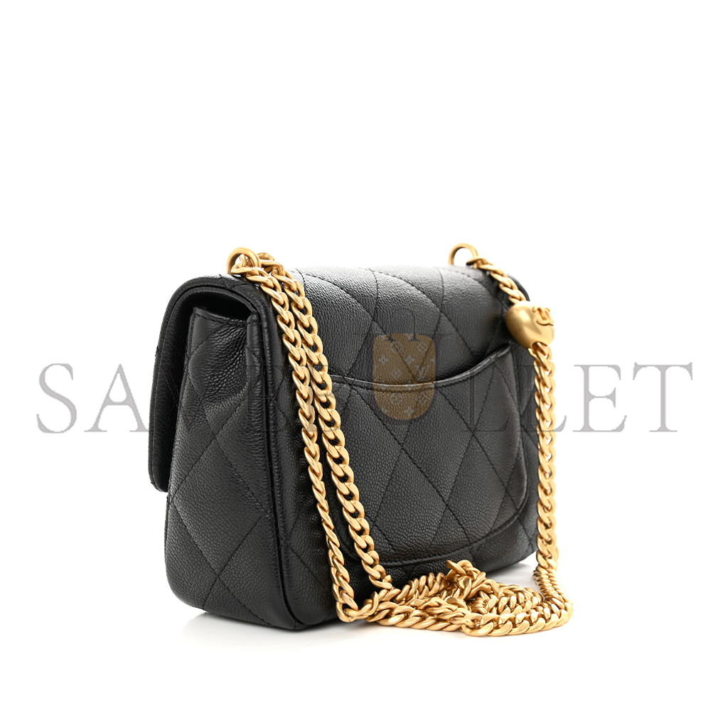 CHANEL MASTER CAVIAR QUILTED MINI SWEETHEART FLAP BLACK (20*14*6cm) 